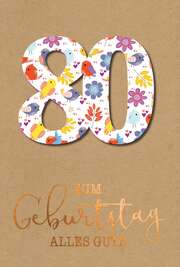 Faltkarte "80 Bunte Vögel" - Geburtstag Faltkarte "80 Bunte Vögel" - Geburtstag