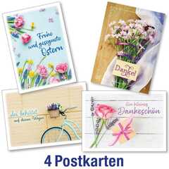 Postkartenserie: InMotion - gemischte Blumenmotive 4 Stk.
