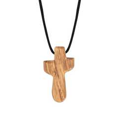 Halskette mit Kreuz aus Olivenholz Halskette mit Kreuz aus Olivenholz
