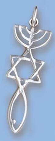 Schmuckanhänger Menorah-Davidstern-Ichthys, 30mm Schmuckanhänger Menorah-Davidstern-Ichthys, 30mm