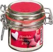 Glasdose - "Herzliche Geburtstagsgrüße" Glasdose - "Herzliche Geburtstagsgrüße"
