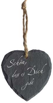 Herzanhänger "Schön, dass es Dich gibt" - Schiefer Herzanhänger "Schön, dass es Dich gibt" - Schiefer